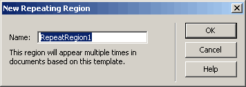 New Repeating Region dialog box