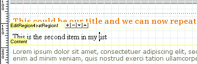 Use the minus button to remove instances of a repeated region.